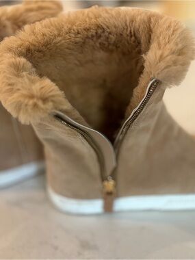 Ralph Lauren Tan Faux-Fur Lined Ankle Boots